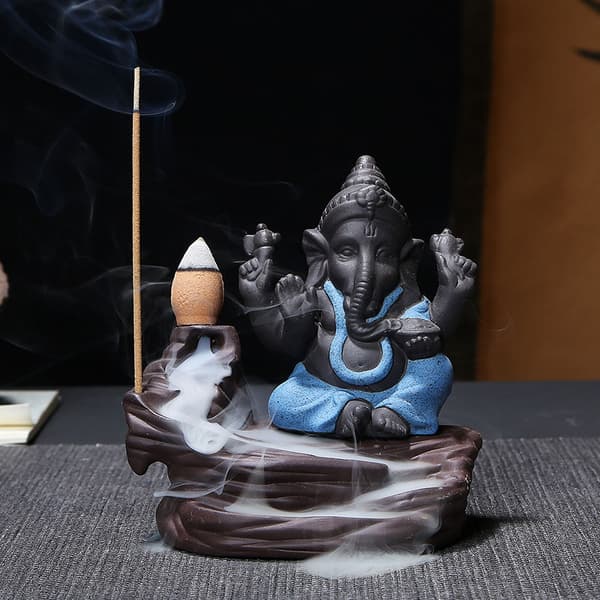 Creative Ganesha Rökelse Vattenfall Rökelse Hållare Desktop Ornament Backflow Vattenfall Dekor Aromaterapi Prydnadspresent Gold