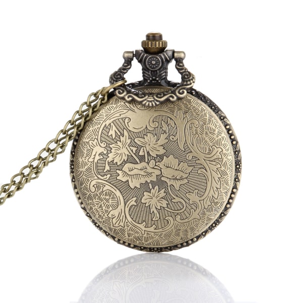 Antik brons turkisk flagga design månen och stjärna tema kvarts watch med halsband kedja
