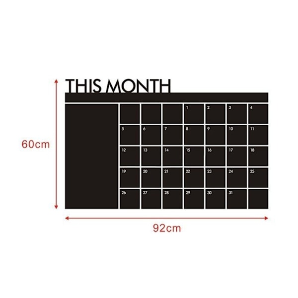 Vinyl Svarta tavla Månadskalender Väggdekal Planner Väggmålning Väggpapper Avtagbara väggdekaler 60*92cm