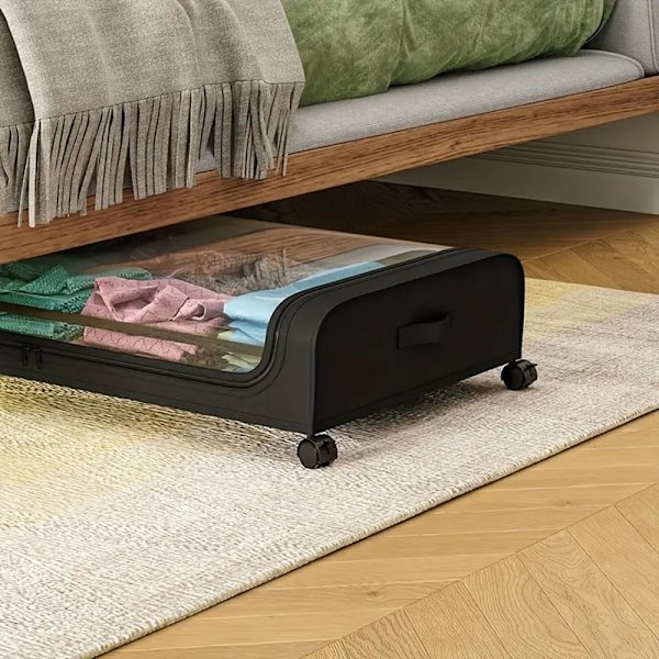 Sovrum Under sängen förvaringsbox Multifunktionell flyttbar case för hemmet Black arcrc Single