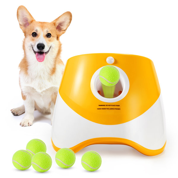 Hund automatisk bollkastare med 3/6/9 bollar hållbar bollkastmaskin för liten medelstor hund Fluorescent
