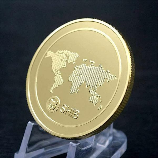 Shib Token Mynt Med Case Metall Shiba Inu Minnesmynt Guld/Silverpläterade Mynt Souvenir För Samlare Silver