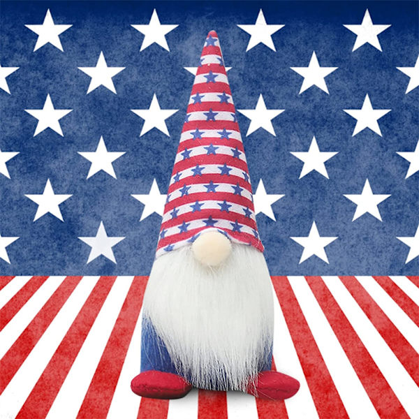 Självständighetsdagen prydnad Fuzzy dvärgdocka Säsongsbetonad Patriotic Gnome Plysch C