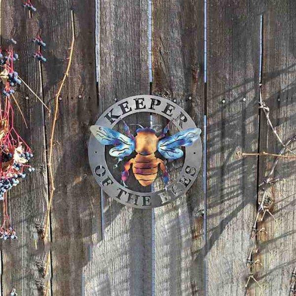 Keeper Of The Bees Metallkonstdekoration Kreativ Smidesjärn hängande prydnad för hemträdgård innergård 3