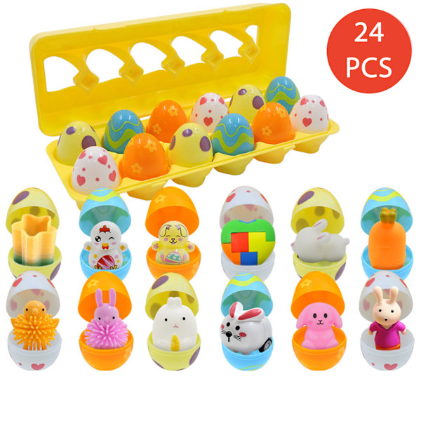 Påskägg med Klämleksaker i Ägg, Stressavlastning Squishy Leksaker för Barn Vuxna 24pcs Eggs