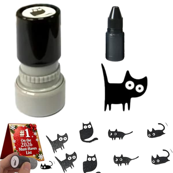 Kattemønsterstempler Søde Dyrestempler Sorte Katte Selvfarvende Mini Killingestempler Til Dagbøger Scrapbogskort Lærerbelønninger 4pcs