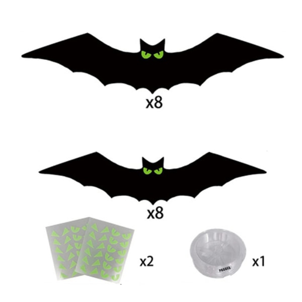 Halloween svarta läskiga fladdermöss utomhus glöd-i-mörker fladdermöss Trädgård Trädhängande dekorationer