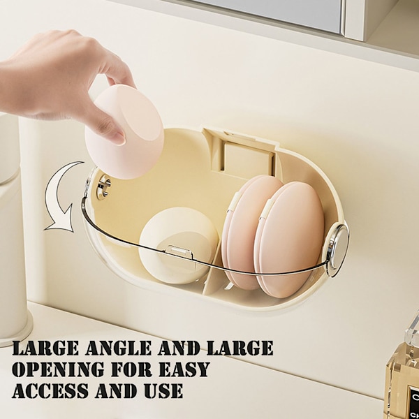 Stansfri skönhetsägg förvaringslåda med lock Hushållsdammsäker sminkorganiseringslåda för omklädningsrum Single loaded