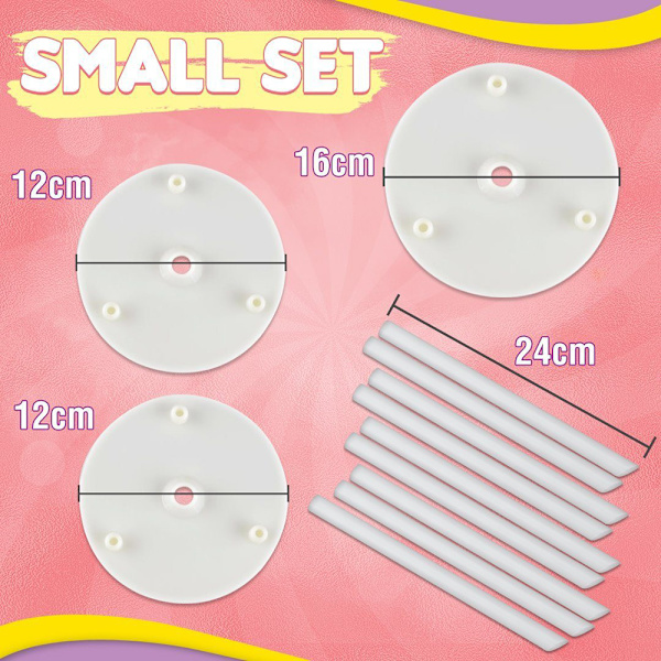 Flerlagers set Rund desserthylla Tårtpackning Tårtstödsram Tårtställ Bakverktyg Pålningsfästen Small Set12CM X 2   16CM X 1