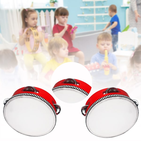 Barn gör musik Tamburin Hand Held Små Tamburiner Trummor Interaktivt Trä Musikaliskt Pedagogiskt Instrument Red 8 inch
