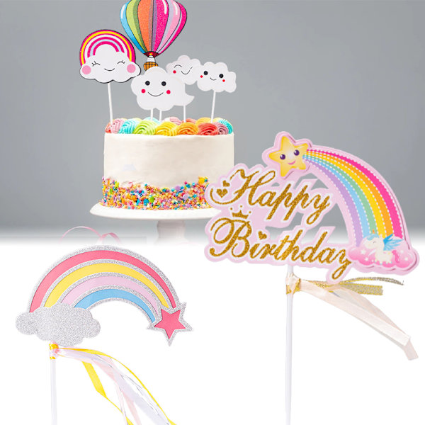Cake Toppers Söta färgglada tårtdekorationer Festtillbehör för födelsedagsbröllopsfest C