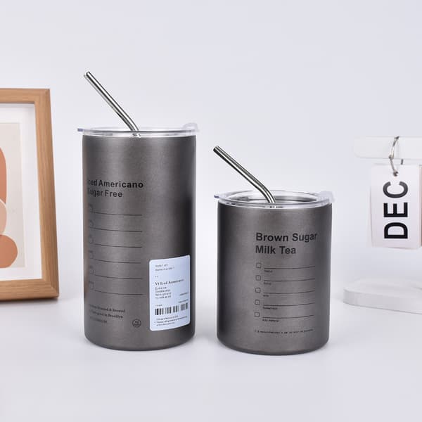 Rostfritt stål, halmisolerad mugg Multifunktionsstor vattenkopp för kontor i hemmet Silver 320ml