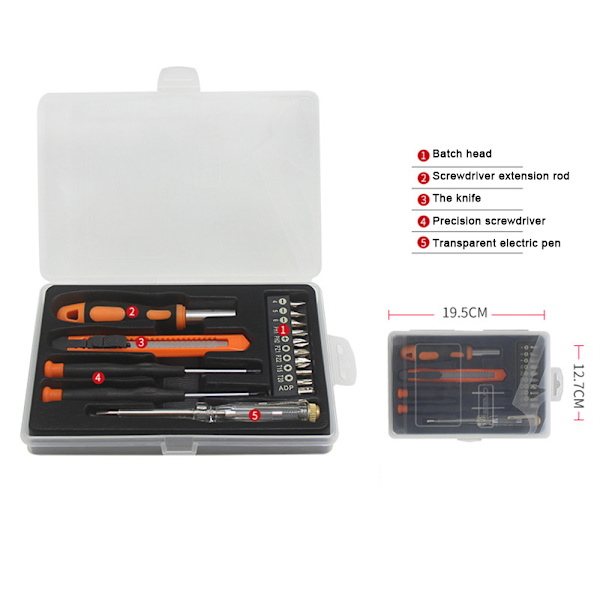 16 delar Home Kit Set Box Hushålls verktygslåda Set Daglig hushålls verktygslåda Linjal clearance