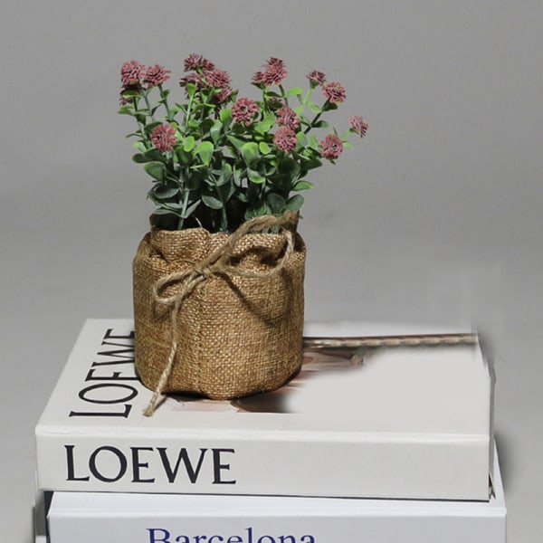 Konstgjorda växter Blomma Dekorativa Små Krukor Bonsai Grön Dekor Växter Födelsedagspresent Heminredning Falska Blommor Väskor Dark Red