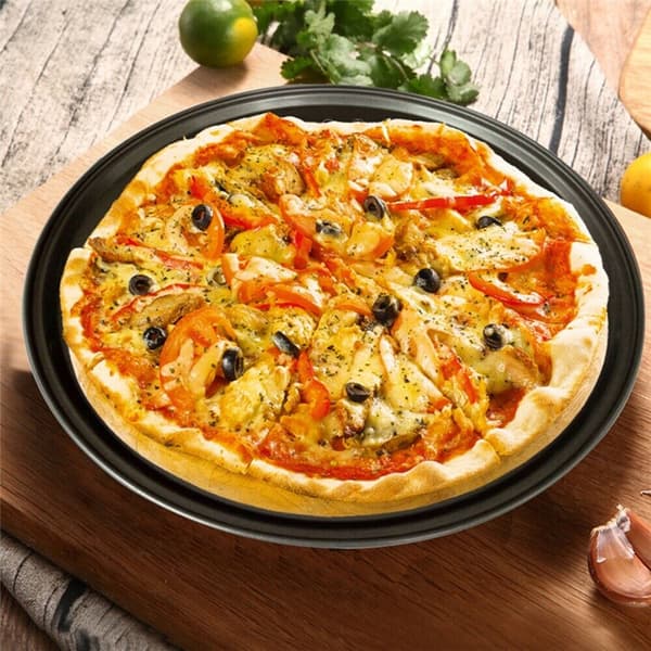 Pizzapanna Non-Stick Kolstål Med Hål Rund Bakplåt För Hem Kök Punch 28cm