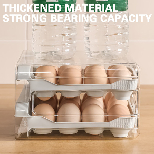 Double Layer Egg Crisper Förvaringslåda Universal platsbesparande äggbricka för köksskåp Grey