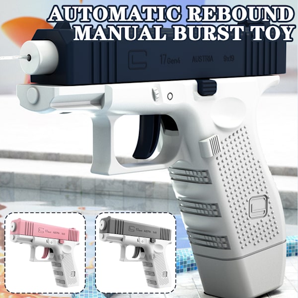 Automatisk Rebound Manuell Burst Water Shooting Toy Bärbar Starkaste Water Fight Leksaker För Pool Blue and grey