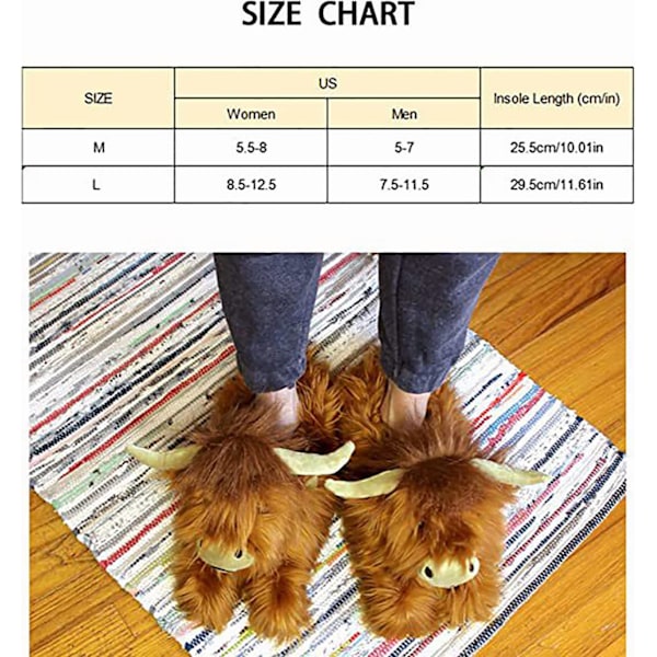 Söt Höglands Ko Plysch Tofflor Herr Damtofflor Värmetofflor Innetofflor 29.5cm