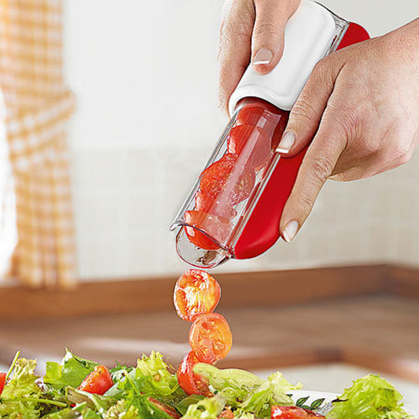 Slicer Tomat Druvskiva Frukt- och grönsakssallad Slicer Körsbärsskiva Lämplig för hushållskök Red