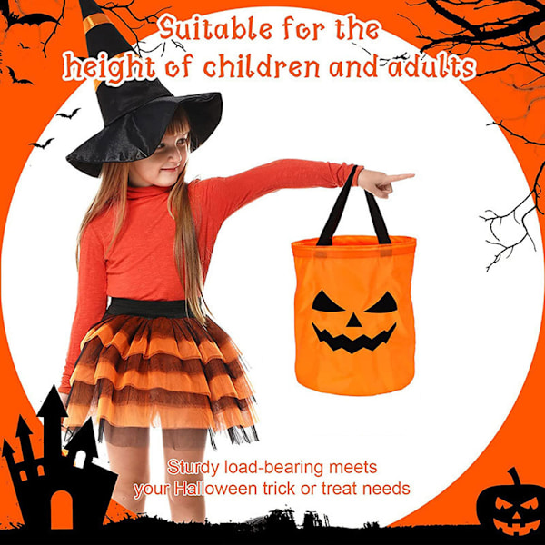 Halloween glödande pumpor Trick or Treat-väska Bärbar trasa Candys-påsar för barn Pojke Flicka Barn 2PCS