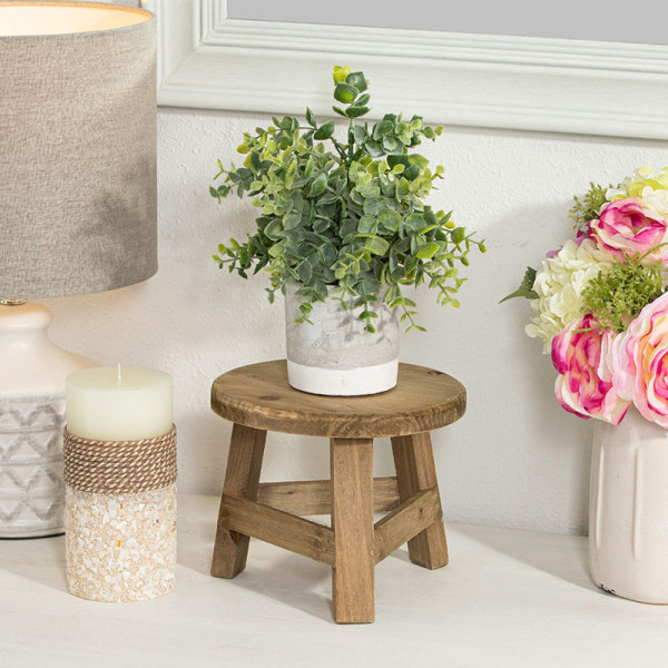Växtställ i trä Planthållare Pall Multifunktionell Display Heminredning för blomkruka Rund 17,8*17,8*15cm