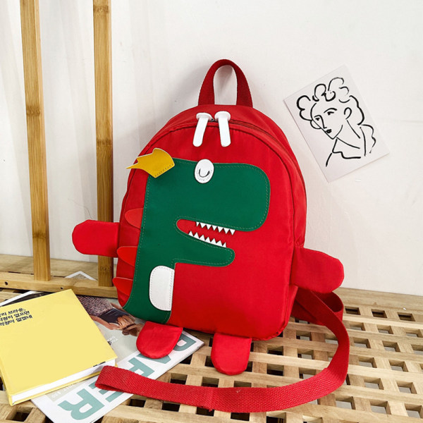 Tecknad Dinosaur Barn Ryggsäck Med Sele Mjuk Älskvärd Design Slitstark Lätt Långvarig För Barn Red
