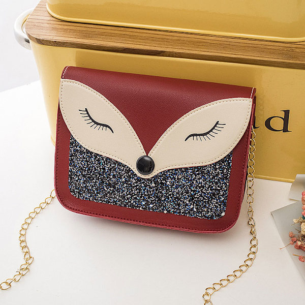 Söt print för damer Mode Cross-body axelväska med kedja rem Dam Mini fyrkantiga väskor Clutch plånbok Handväskor Red