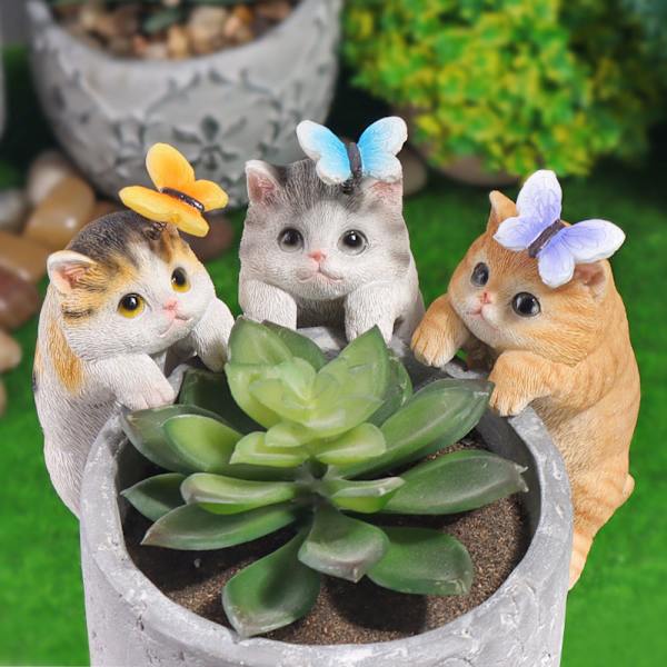 Söt katt miniatyrprydnader Hem Fairy Trädgårdstillbehör för minilandskap Bs38017
