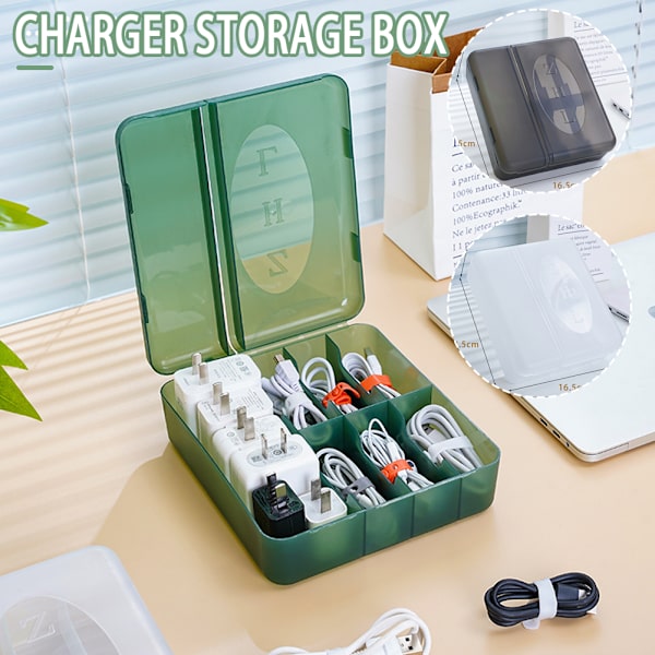Desktop Data Cable Organizer Box Multi-purpose Slitstark kabelbox för hem i sovrummet Transparent