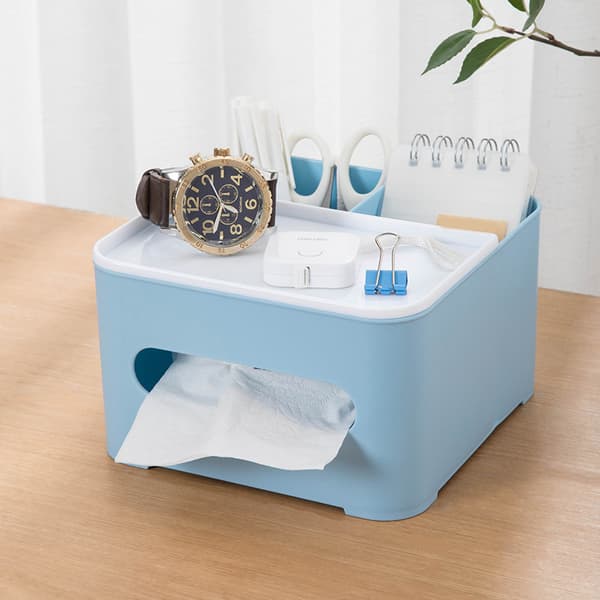 Fjärrkontroll vävnadslåda med multicells multifunktionell organizer för hemmakontor Blue Large