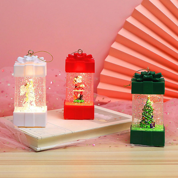 Presentförpackning Formad snöglob Lykta LED Xmas Festival Ornament Glittrande Hängande Julljus Batteri som drivs för hemmet Tree