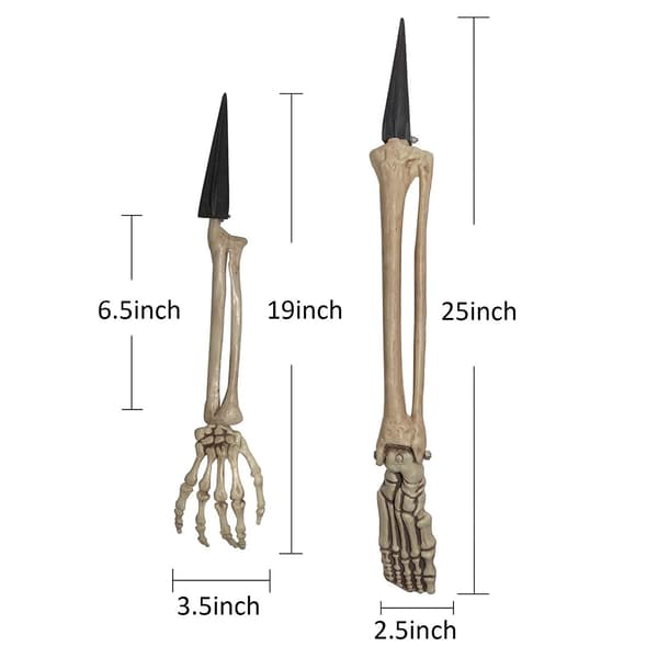 Halloween Skelett Hand Stake Glödande Simulering Skull Hand Staty för trädgård 1