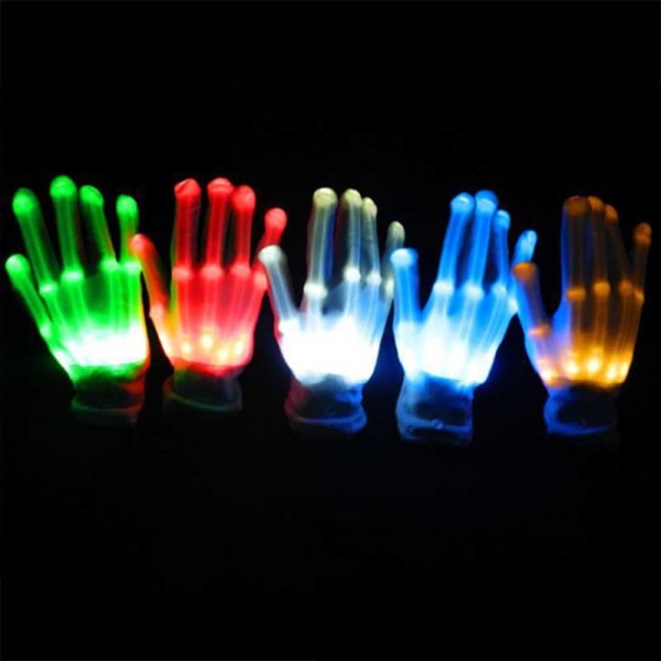 1 STK Kreativ personlighet LED-belysningshandskar Färgglada lysande Halloween julfest Cosplay Present Blinkande handske Colorful