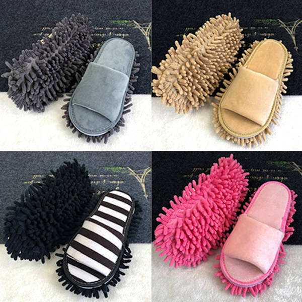 Mopp Tofflor Lazy Floor Fotstrumpor Skor Snabbpolering Rengöring Dammtofflor White
