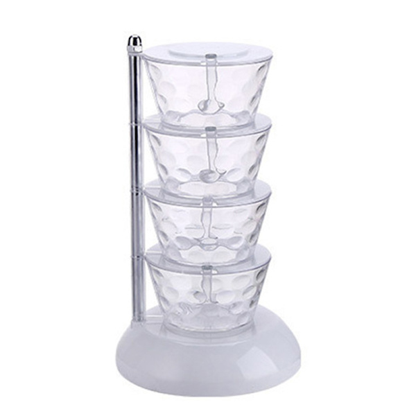 4/5-lagers kryddburkar med lock & sked Roterbar kryddkopp Klar ABS- organizer för smaksättning Green Five Layers