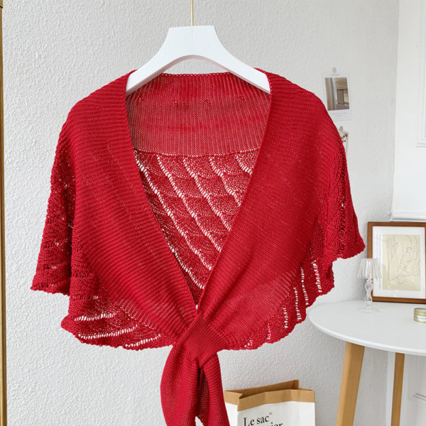 Mode Fishtail Mönster Liten Sjal Casual Bekväma Kläder För Kvinnor Flickor Kvinna Red
