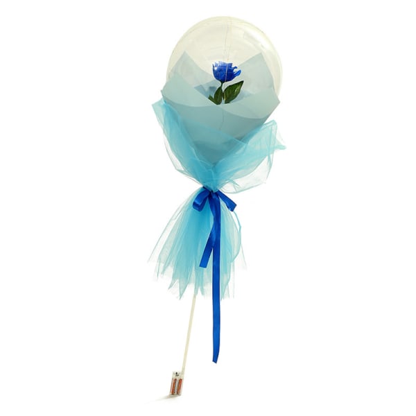 Luminous Balloon Rose Bukett Led Light Up Bobo Ball With Rose 20 Inch Glow Bubble Balloons Med String Lights Blue Petals