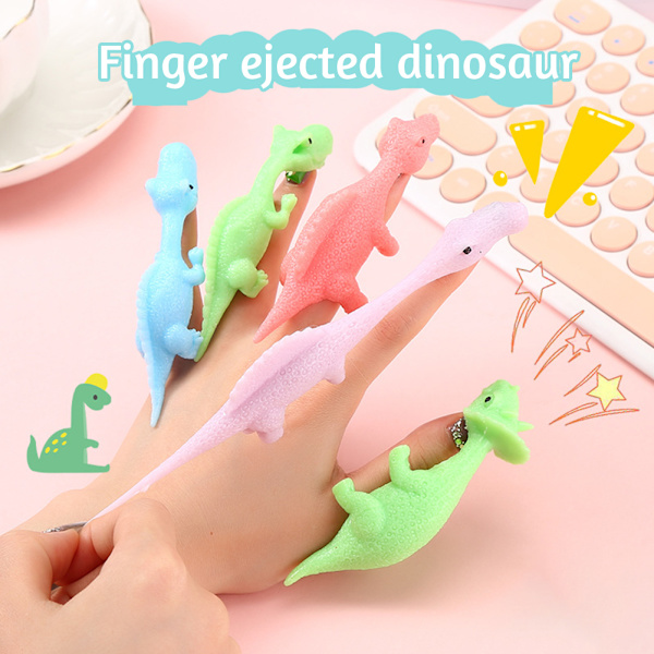 Små Slingshoting Dinosaur Finger Leksaker Anti Pressure Avkopplande Baubles Leksak För Barn Pojke Flicka 10pcs