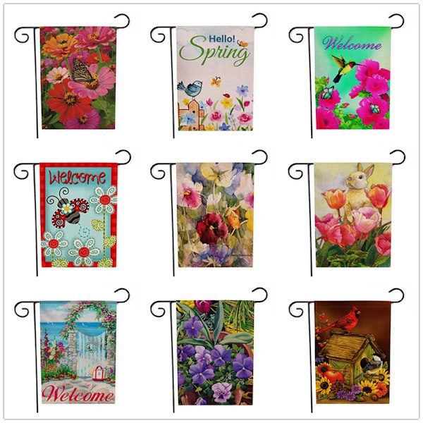Blomsterträdgårdsflagga 12×18 tum liten vertikal dubbelsidig säsongsbetonad utomhusdekor för gårdsgård 1 47*32cm