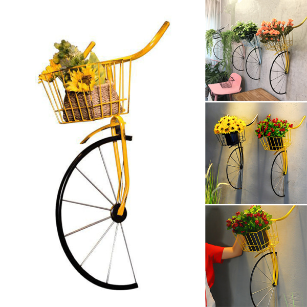 Retro cykeldekor med korg Väggmonterad design Hållbar Långvarig Lätt att använda för hemkaffe Blue