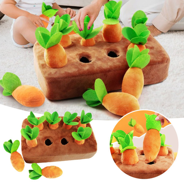 Söt plysch morötter dra leksak för barn stoppade pussel tidig pedagogisk leksak för pojkar flickor baby 6 Carrots