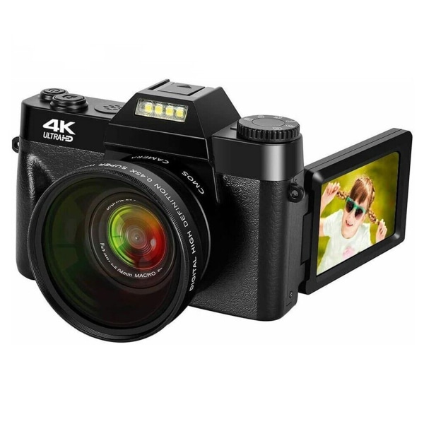 4K 48M Bärbar WI-FI digitalkamera High-Definition Anti Shake Digitalkamera för fotografering VLOGgar Black