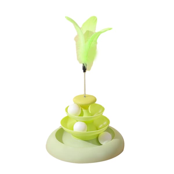 Plast Cat Roller Leksaker Cat Self-entertainment Teasing Roller For House Green