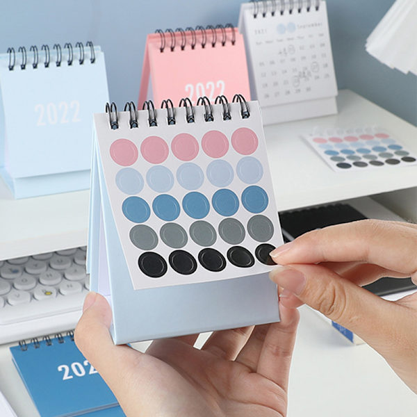 2022 Mini Coil Skrivbordskalender Bärbar Schema Enkel skrivbordsprydnad För Hem Vardagsrum Kontor Gray