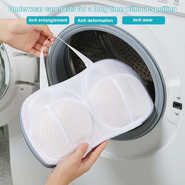 Underware Mesh tvättpåse Anti-deformation bysthållare rengöringspåse för tvättmaskin Blue Edge Style