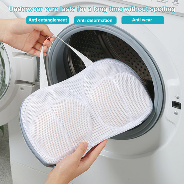 Underware Mesh tvättpåse Anti-deformation bysthållare rengöringspåse för tvättmaskin Gray Edge Style