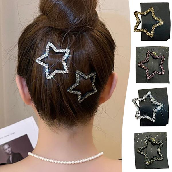 Rhinestone Blings Snaps Hårklämmor Spännband Med Stjärnform Personlig Elegant hårnål För Kvinnor Flickor 4pcs Set
