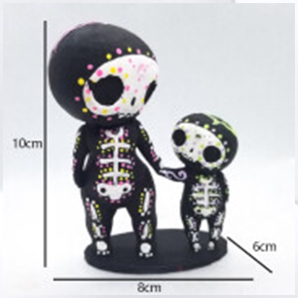 2st Sugar Skull Par Staty hartsstaty för heminredning inomhus skrivbordsdekorationer Parent And Kid