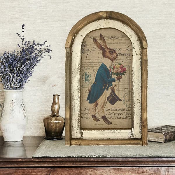 Påsk väggkonstdekor Rustik trähantverk Kreativ målningsprydnad för hem vardagsrum kontor Wooden Easter Bunny 10