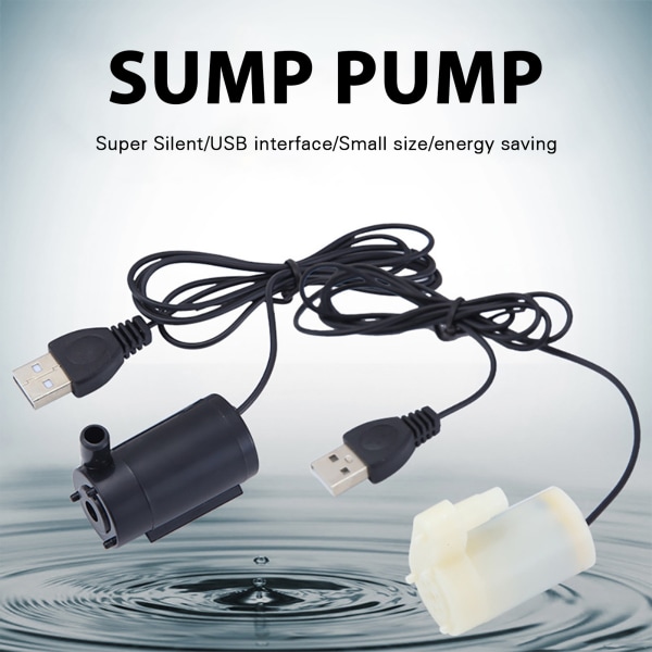 USB Lågspänning liten vattenpump Multipurpose Micro Mini dränkbar pump Black